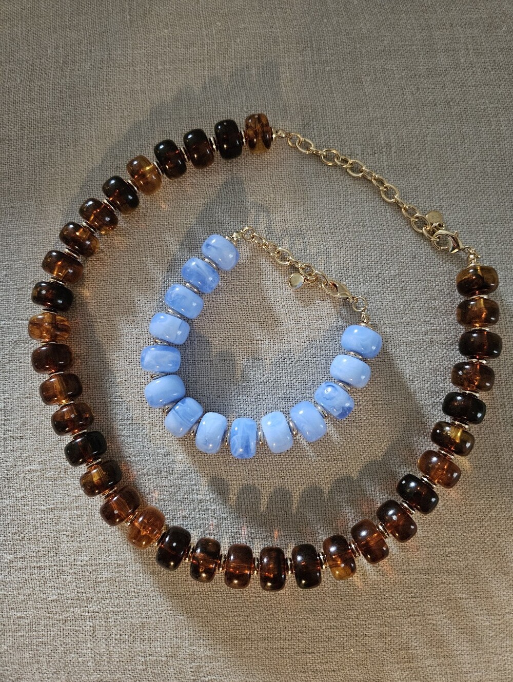 Plastic Resin Bead Necklace And Bracelet Set